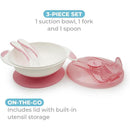 Primo Passi Baby Suction Bowl with Lid, Fork & Spoon Set, Light Pink Image 3