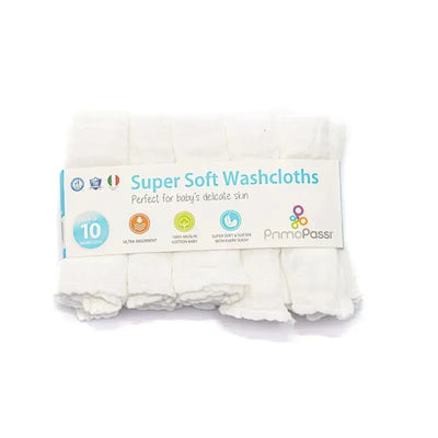 Primo Passi Baby Washcloths, White Image 1