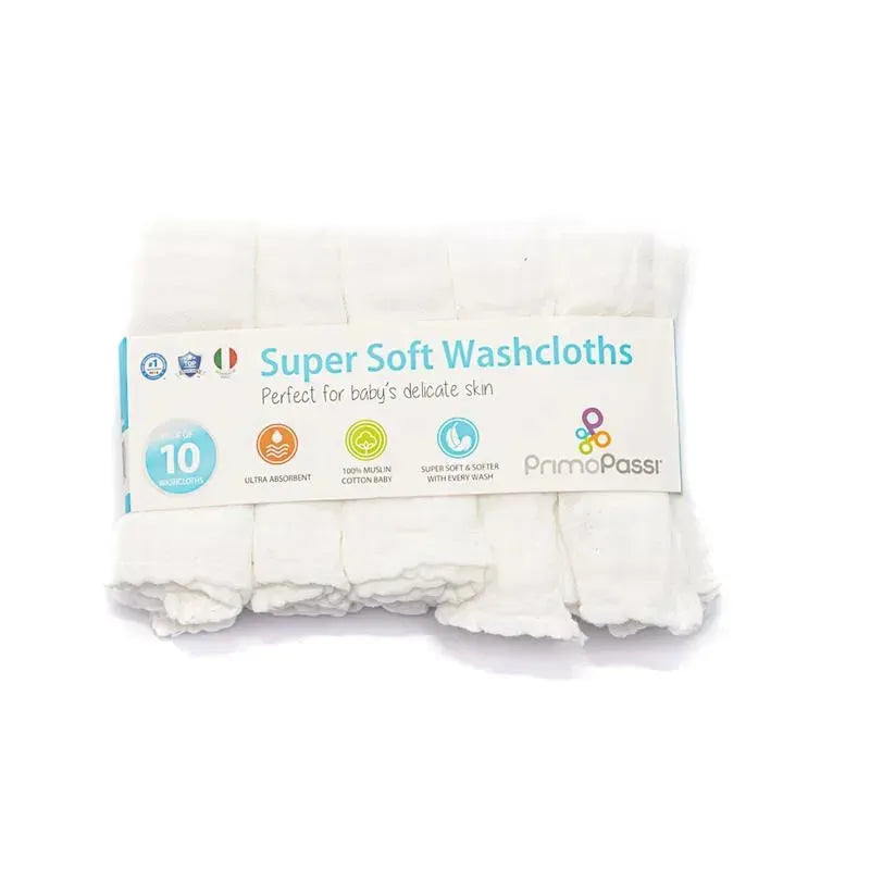 Primo Passi Baby Washcloths, White Image 1