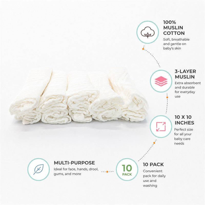 Primo Passi Baby Washcloths, White Image 2