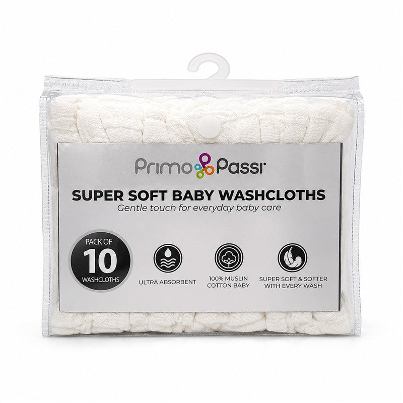 Primo Passi Baby Washcloths, White Image 6