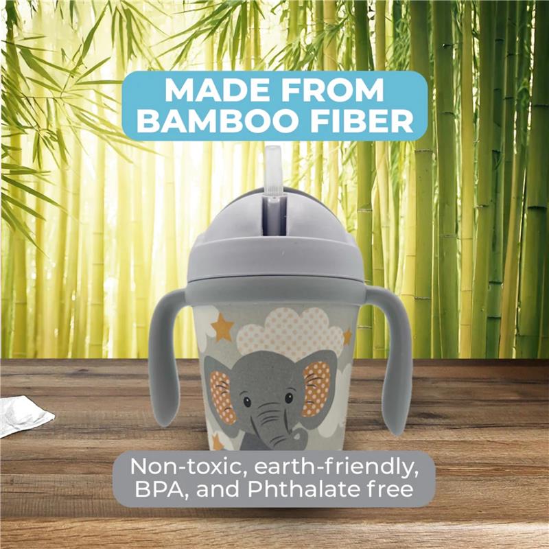 Primo Passi - Bamboo Fiber Kids Cup With Handle/Straw, Little Elephant Image 2