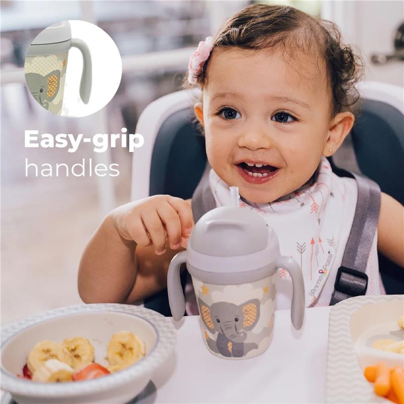 Primo Passi - Bamboo Fiber Kids Cup With Handle/Straw, Little Elephant Image 4