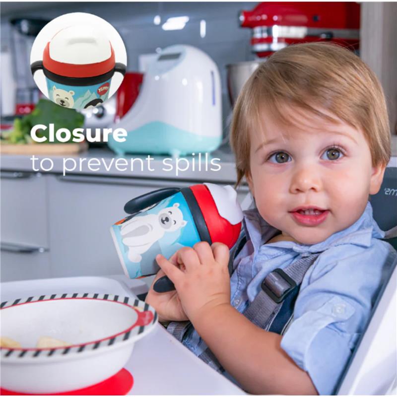 Primo Passi - Bamboo Fiber Kids Cup With Handle/Straw, Winter Friends (Penguin/Polar) Image 3