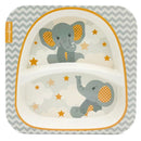 Primo Passi Bamboo Plate for Kids - Divided Toddler Square Bamboo Plate | Baby Dishes - Little Elephant Image 1