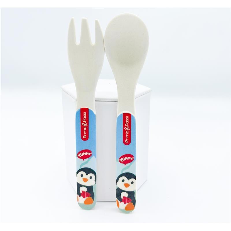 Primo Passi - Bamboo Fiber Kids Spoon & Fork - Winter Friends Image 3