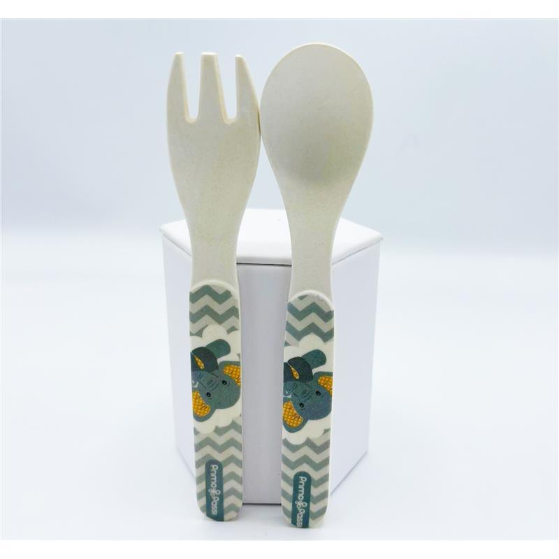 Primo Passi - Bamboo Fiber Kids Spoon & Fork - Little Elephant Image 3