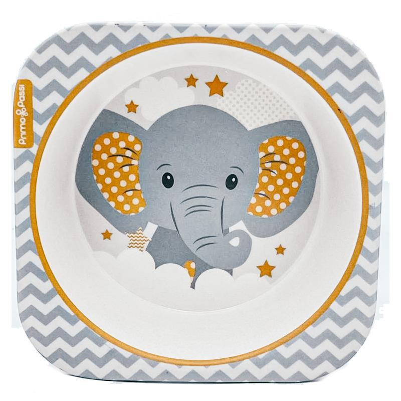 Primo Passi - Bamboo Fiber Kids Square Bowl - Little Elephant Image 1