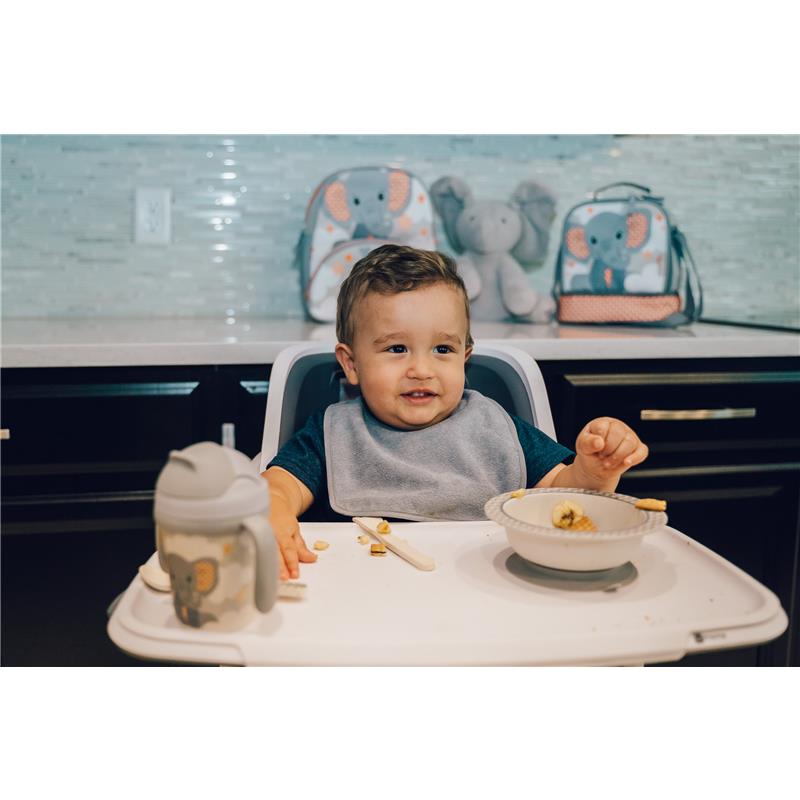 Primo Passi | Bamboo Fiber Kids Super Combo - Divided Square Plate, Square Bowl, Fork&Spoon, And 3 Food Container With Lids - Little Elephant Image 7