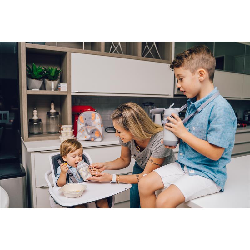 Primo Passi | Bamboo Fiber Kids Super Combo - Divided Square Plate, Square Bowl, Fork&Spoon, And 3 Food Container With Lids - Little Elephant Image 3