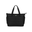 Black Primo Passi diaper bag featuring a zippered top, two sturdy handles, and side pockets for storage.