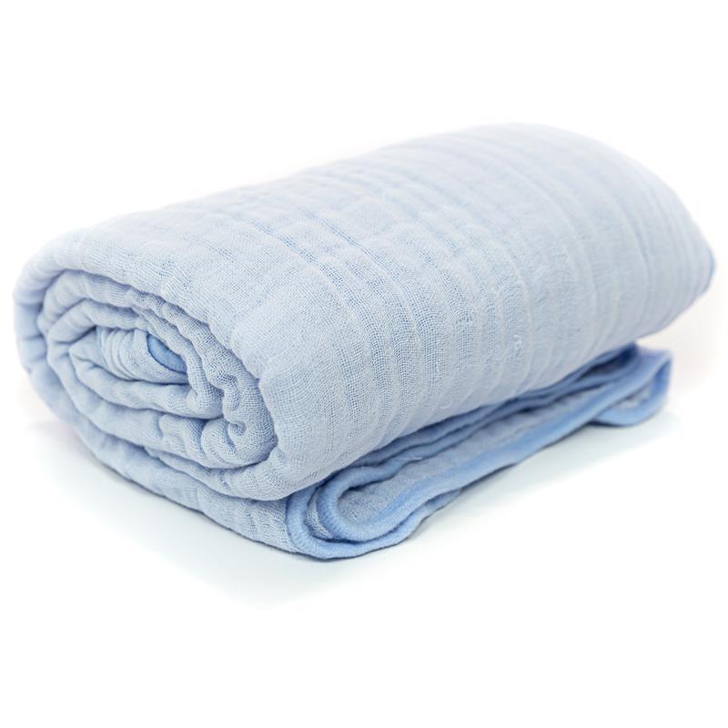 Primo Passi Hooded Muslin Towel, Light Blue | Baby Hooded Towels | Kids Hooded Towels Image 1