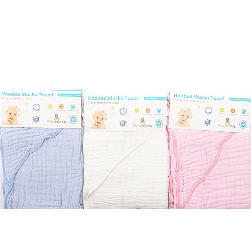 Primo Passi Hooded Muslin Towel, Light Pink | Baby Hooded Towels | Kids Hooded Towels Image 8
