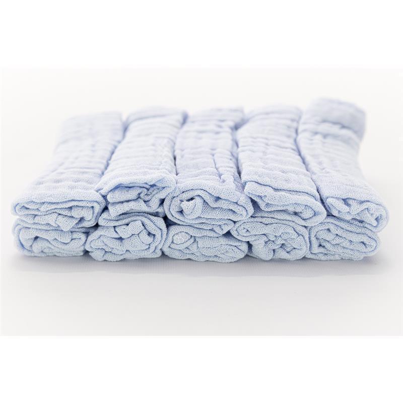Primo Passi Hooded Muslin Towel + Washcloth Set, Light Blue  Image 2