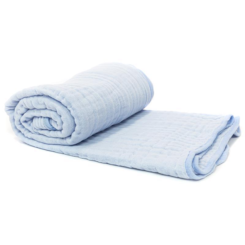 Primo Passi Hooded Muslin Towel + Washcloth Set, Light Blue  Image 5