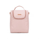Insulated bottle bag in pink by Primo Passi, featuring a zipper, a rose gold handle, and a sleek design.