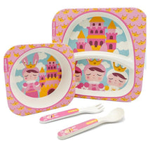 Primo Passi - Bamboo Fiber Kids Combo - Divided Square Plate, Square Bowl And Fork&Spoon - Metoo Image 1