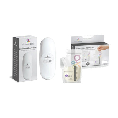 Primo Passi Lactation Massager + Temp-Sensing Breastmilk Storage Bag,8Oz,250Ml,100Pc Image 1