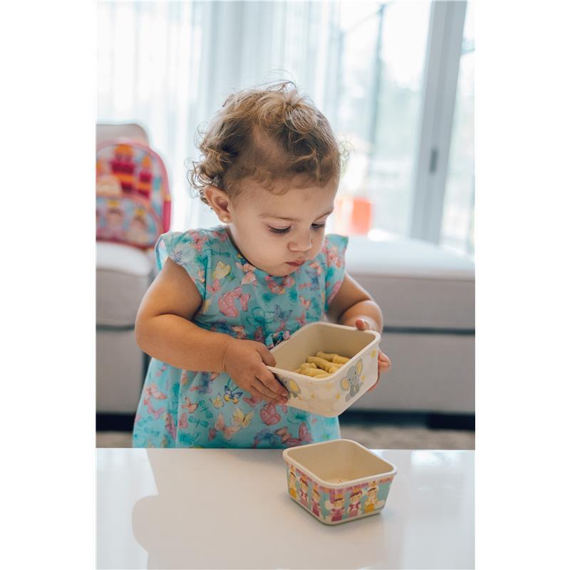 Primo Passi | Bamboo Fiber Kids Super Combo - Divided Square Plate, Square Bowl, Fork&Spoon, And 3 Food Container With Lids - Little Elephant Image 3