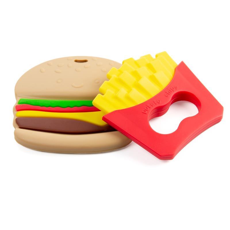 Primo Passi Silicone Baby Teether | Silicone Toy | Silicone Teether - Fries and Hamburguer ( Lunch Combo) Image 3