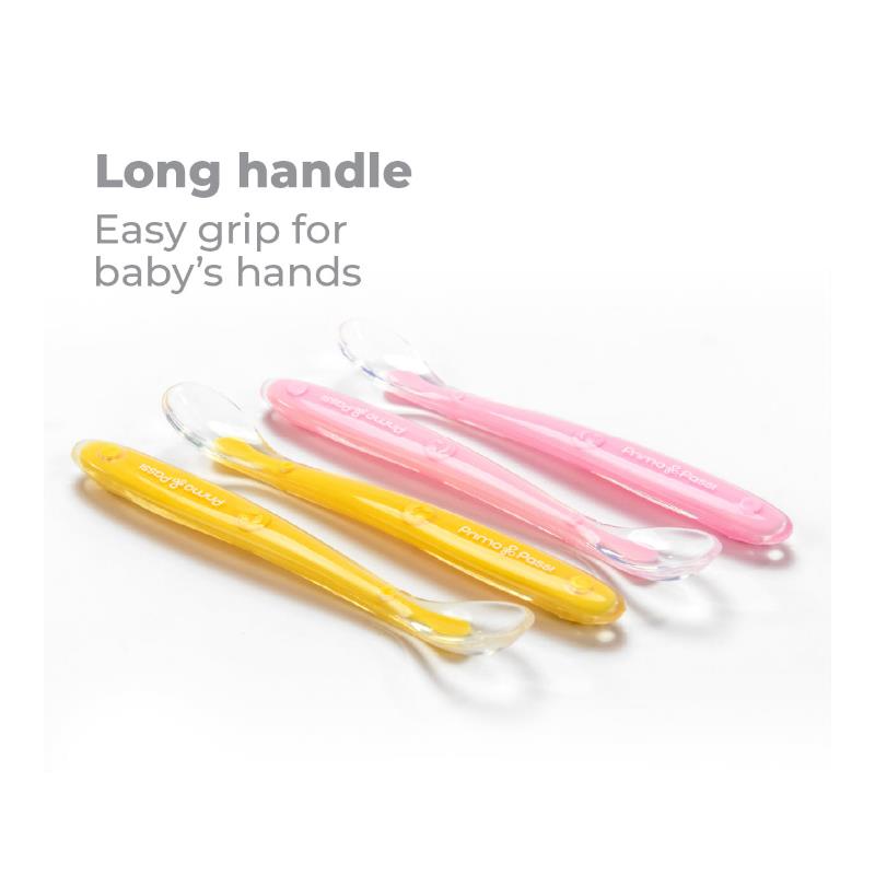Primo Passi - 4Pk Silicone Spoon, Pink/Yellow Image 3