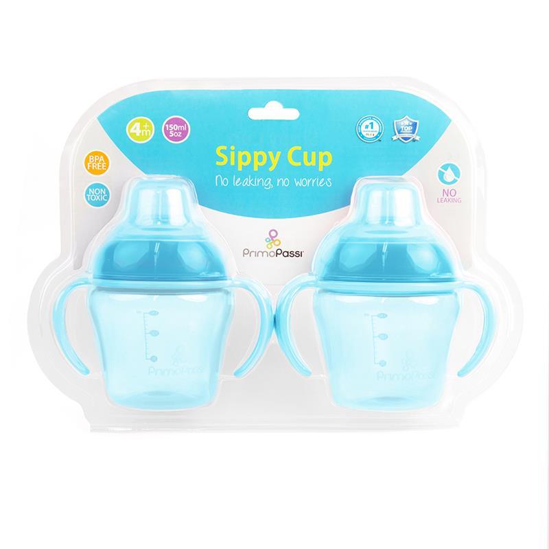 Primo Passi Soft Spout Sippy Cup, Learning Cup, 5 oz - 150ml, 2-Pack, 4 months, Blue Image 2
