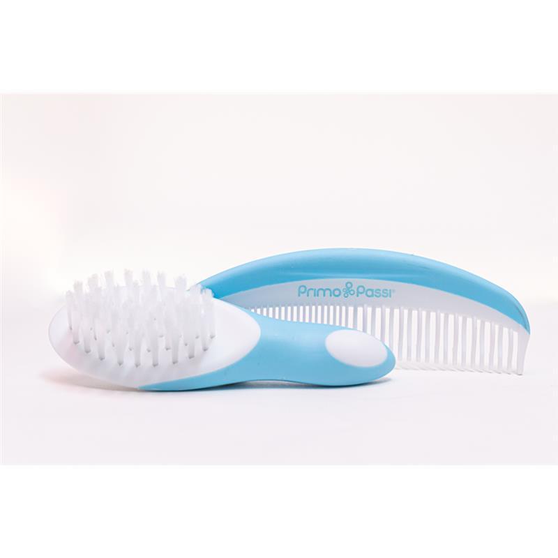 Primo Passi Super Soft Baby Comb And Brush Set (Blue) Image 2