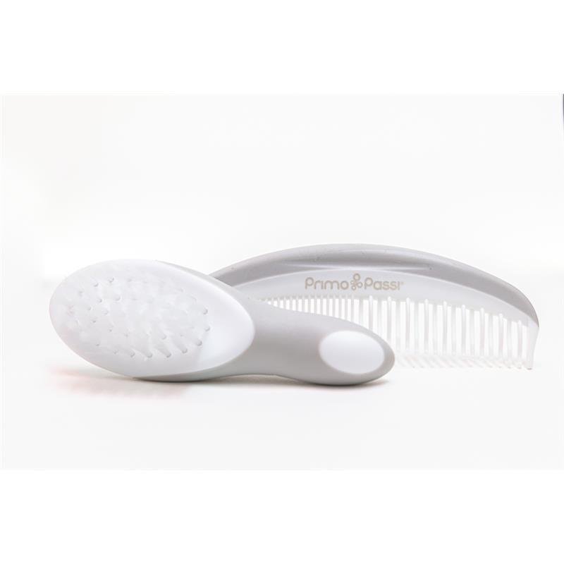 Primo Passi Super Soft Baby Comb and Brush Set (Grey) Image 2