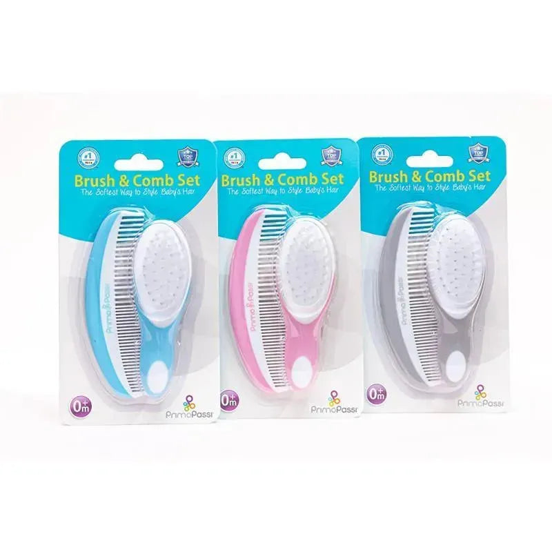 Primo Passi - Super Soft Grey Baby Comb & Brush Set Image 3