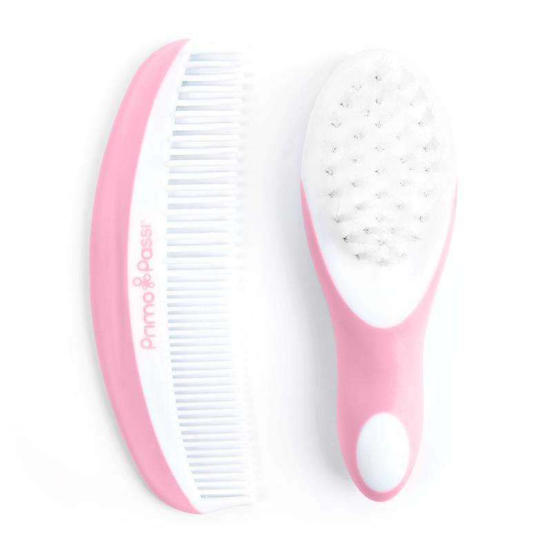Primo Passi Super Soft Baby Comb and Brush Set (Pink) Image 1