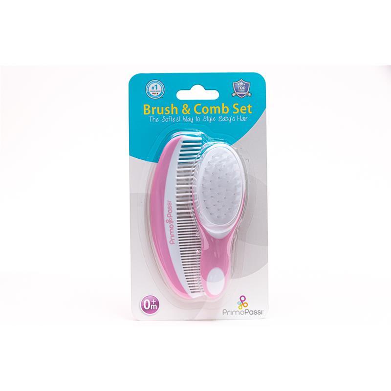 Primo Passi Super Soft Baby Comb and Brush Set (Pink) Image 4
