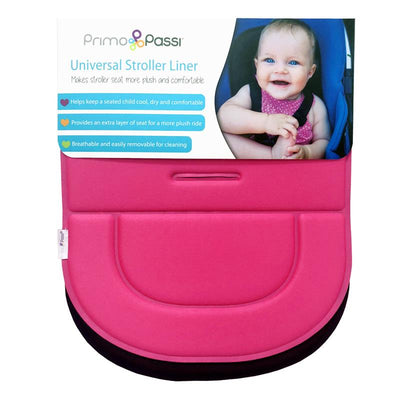 Primo Passi universal stroller liner in pink, featuring a soft, breathable design for added comfort and easy cleaning.