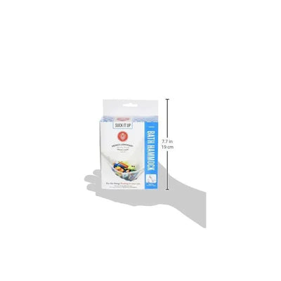 Prince Lionheart Bath Hammock packaging displaying dimensions of 7.7 inches, suitable for holding bath toys.