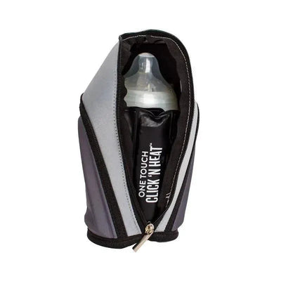 Reusable On-The-Go Bottle Warmer by Prince Lionheart, featuring a zippered carrier with visible baby bottle and heat pack.
