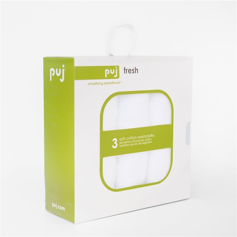 Puj Fresh 3-Pack Washcloths, White Image 2