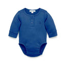 Pure Baby - Baby Boy Rib Long Sleeve Henley Bodysuit, Waterfall Image 1