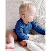 Pure Baby - Baby Boy Rib Long Sleeve Henley Bodysuit, Waterfall Image 2