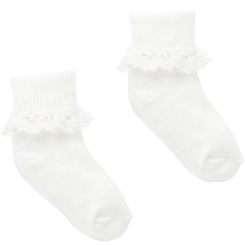 Pure Baby - Baby Girl White Lace Sock Image 1