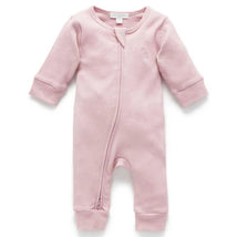 Pure Baby - Baby Girl Rib Zip Growsuit, Lavender Image 1