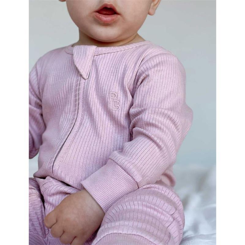 Pure Baby - Baby Girl Rib Zip Growsuit, Lavender Image 2