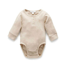 Pure Baby - Baby Neutral Rib Long Sleeve Henley Bodysuit, Biscuit Melange Image 1