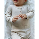 Pure Baby - Baby Neutral Rib Long Sleeve Henley Bodysuit, Biscuit Melange Image 2