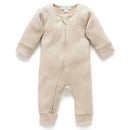 Pure Baby - Baby Neutral Rib Zip Growsuit, Biscuit Melange Image 1