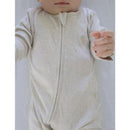 Pure Baby - Baby Neutral Rib Zip Growsuit, Wheat Melange Image 2
