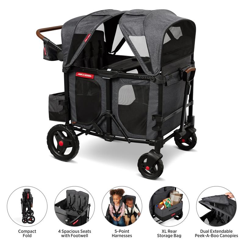 Radio Flyer - Voya XT Baby Stroller Wagon, Gray Image 3
