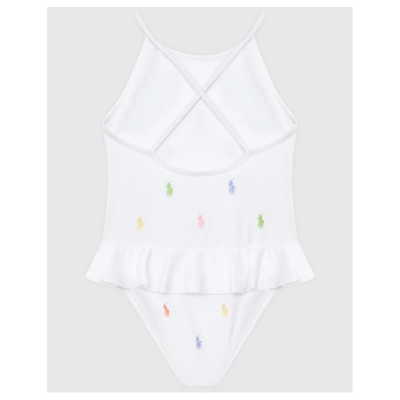 Ralph Lauren Baby - 1 Piece Allover Pony Schiffli Swimsuit 3/3T White Image 2