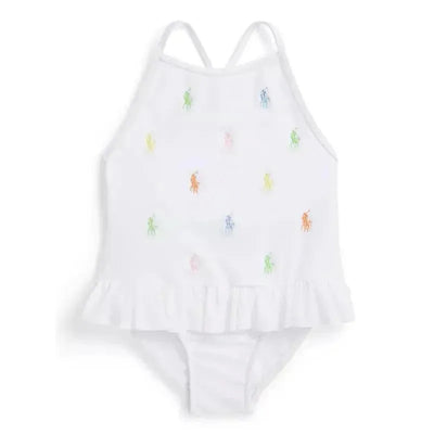 Ralph Lauren Baby - 1Pk All Over Pony Schiffli Swimsuit White Image 1