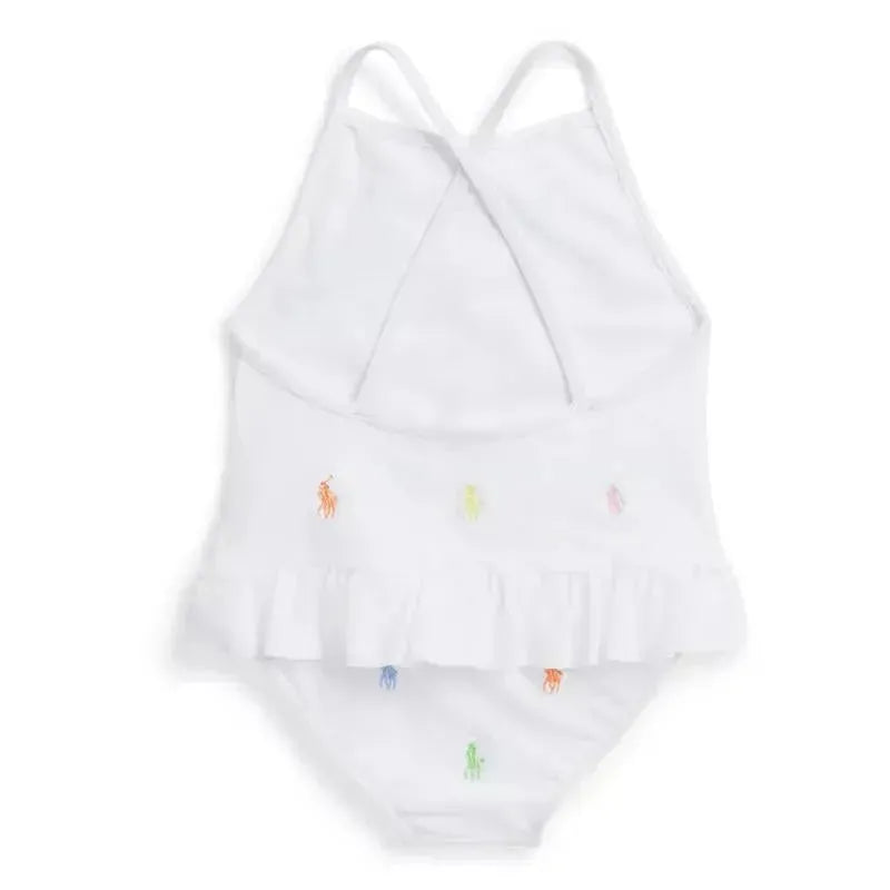 Ralph Lauren Baby - 1Pk All Over Pony Schiffli Swimsuit White Image 2