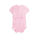 Ralph Lauren Baby - 2Pk Sleeveless Cotton Sweater Shortall With Matching Cardigan, Pink Image 1