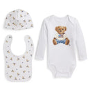 Ralph Lauren Baby - 3Pk Long-Sleeve Interlock Novelty Bear Graphic Bodysuit, Hat, Bib Mult Image 1